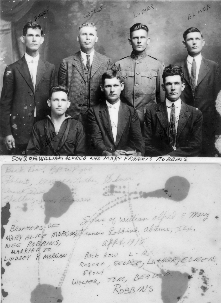 Sons of William Arthur Robbins and Mary Francis Bishop